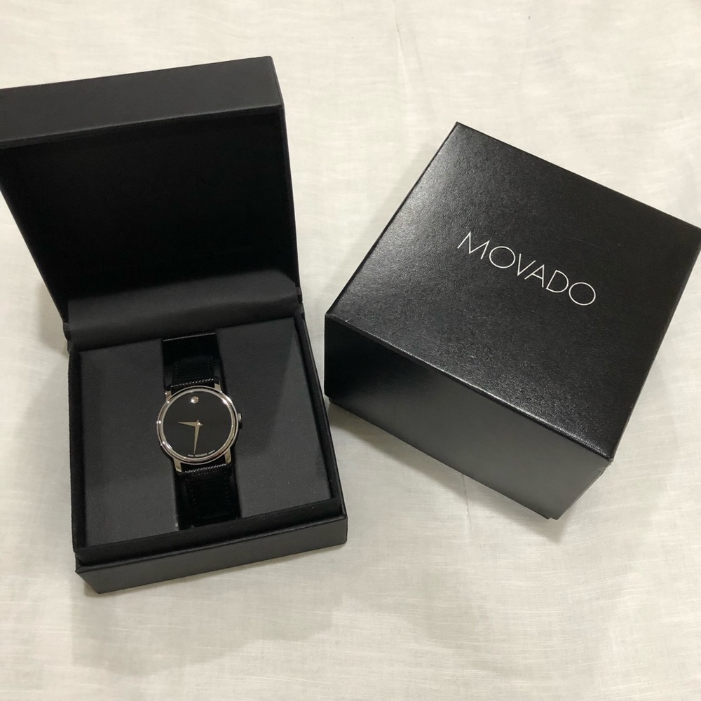 Black Leather men’s Movado Watch